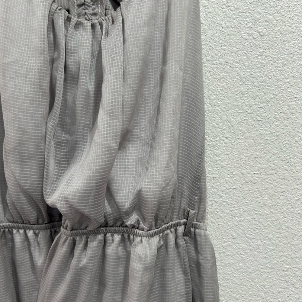 Love Notes Grey Racerback Ruffle Mini Dress SZ Small - Picture 6 of 10